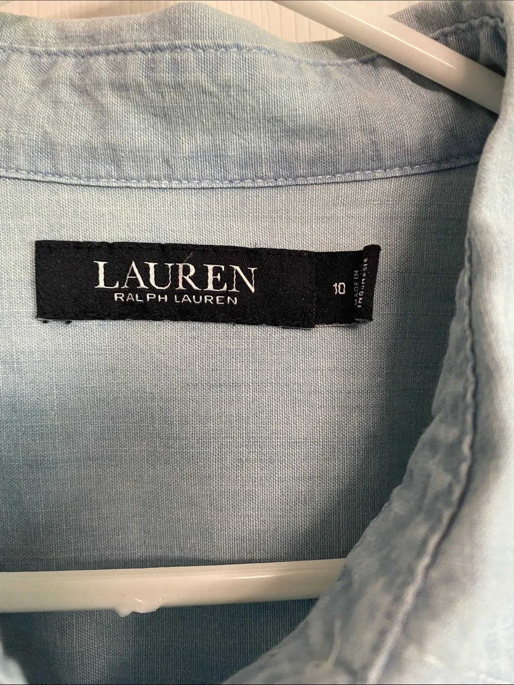 Ralph Lauren Light Blue Shirt-Tie Midi Dress - Picture 2 of 3